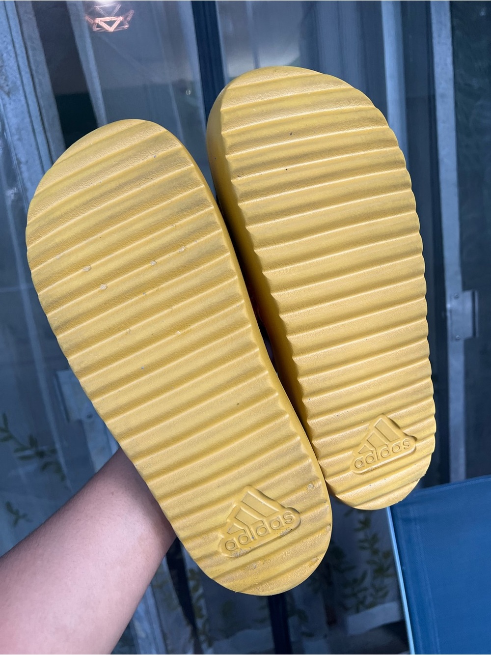 adidas Originals orange and Yellow Patterned Slide Sandals - Picture 10 of 12